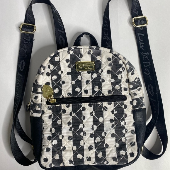 Betsey Johnson Black and White Polka Dot Backpack - Picture 1 of 9